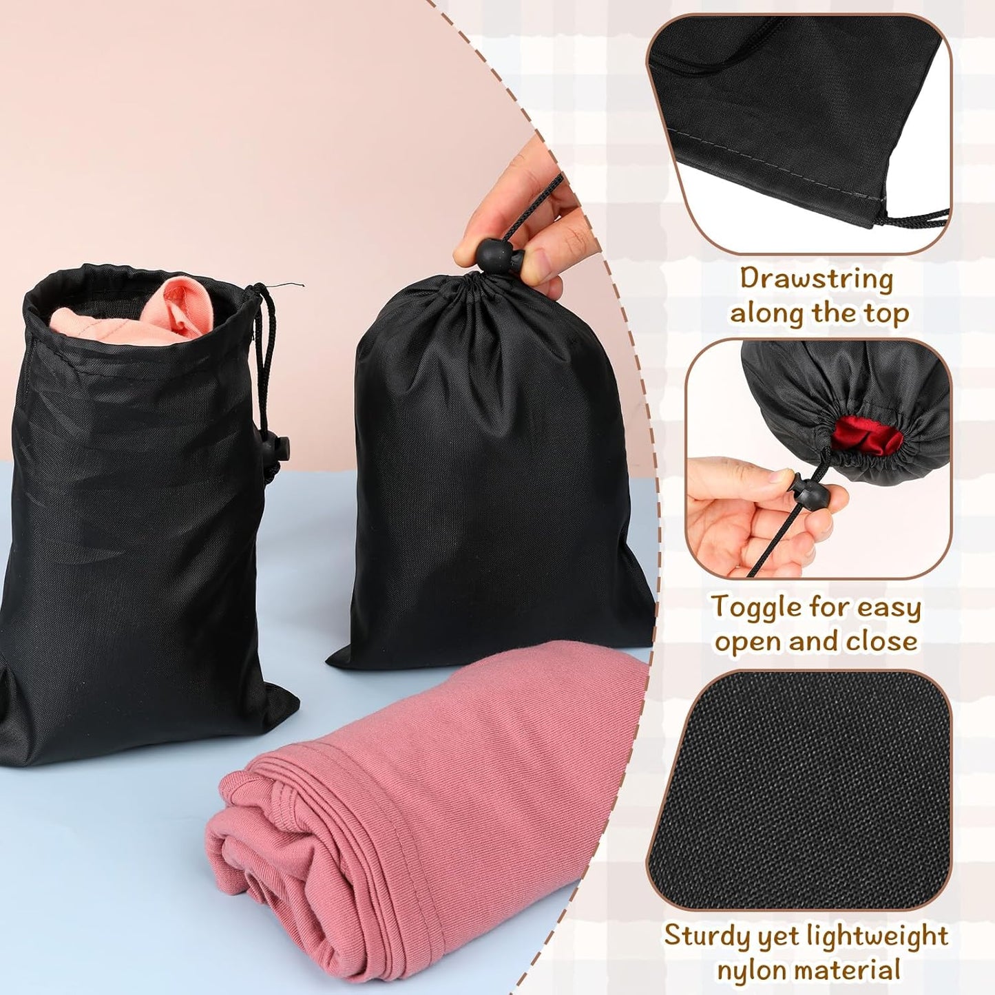 12pcs Black Oxford Cloth Drawstring Bag,Waterproof Cinch Ditty Bag,String Bags for Gifts Games Storage DIY for Women Men
