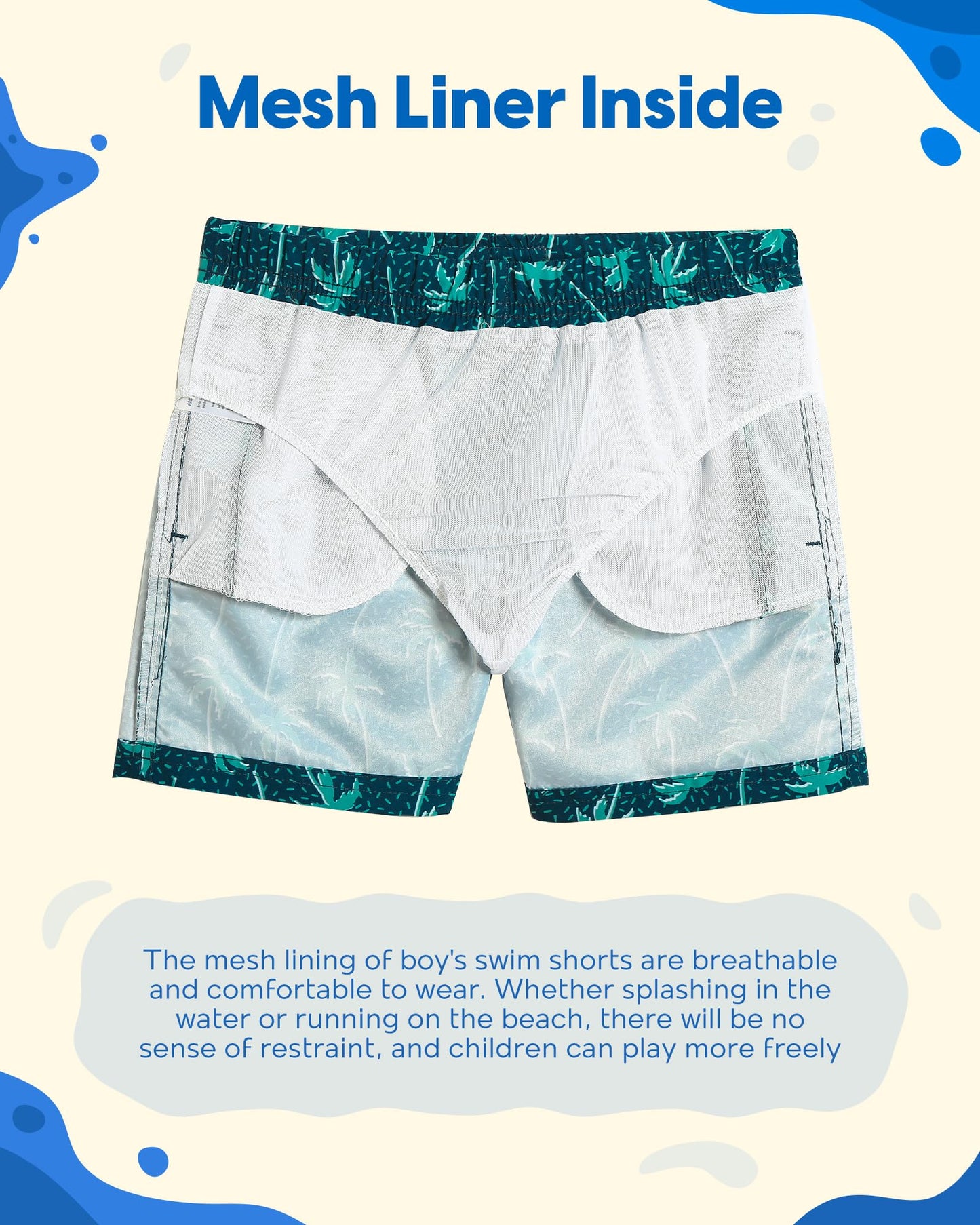maamgic Boys Swim Trunks Toddler Swim Shorts Little Boys Bathing Suit Swimsuit Toddler Boy Swimwear,Tree-Navy Blue,3 T