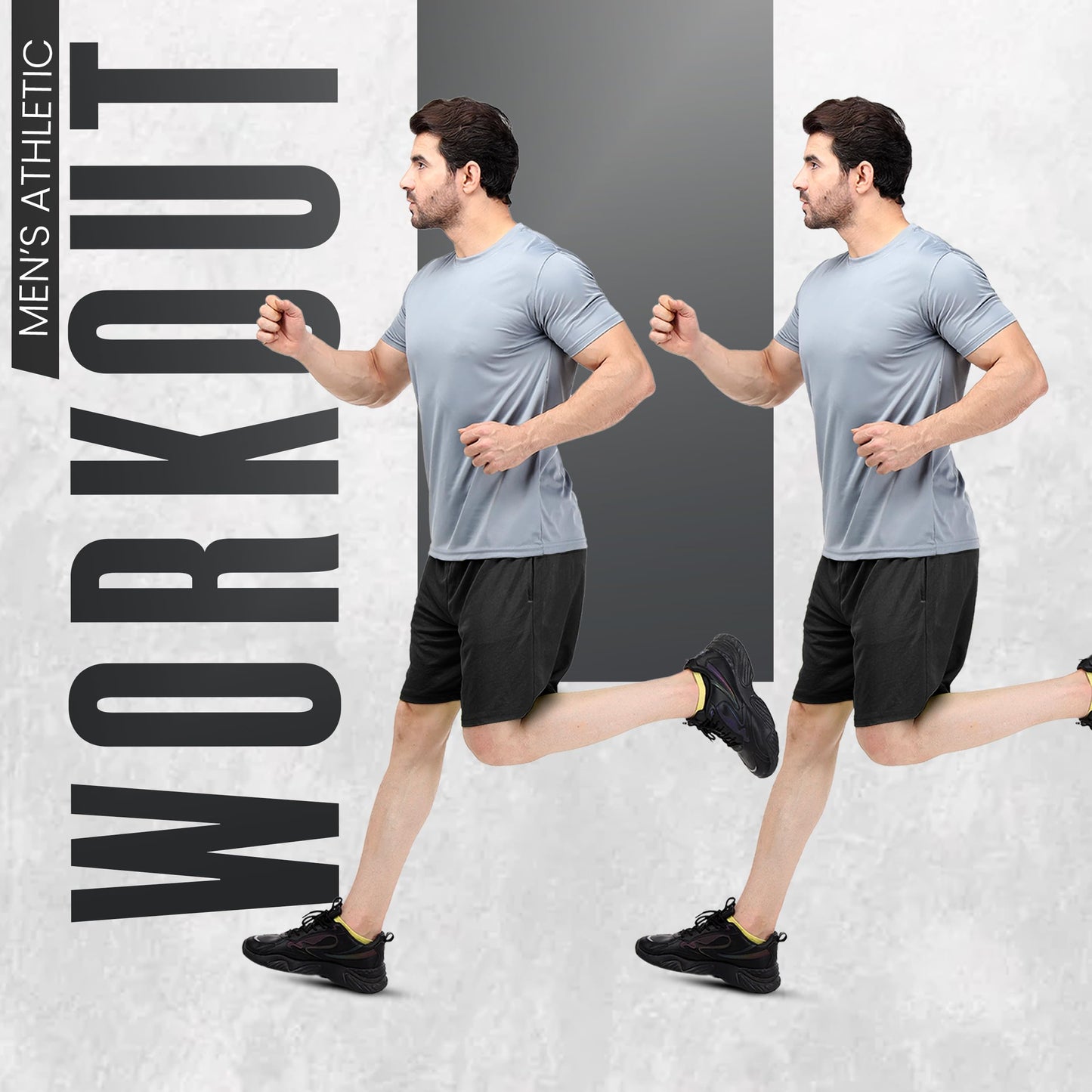 NY Threads Quick Dry Knit Men's Athletic Shorts Loose-Fit Running Gym Shorts for Men, Medium, Black/Black