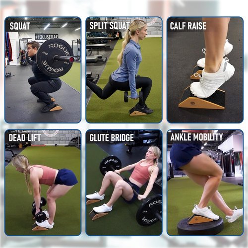 Gymkara Squat Wedge Block Cork 2 Pack - Non Slip Heel Elevated Wedge and Calf Raise Block - Slant Board for Squats to Avoid Muscle Strain