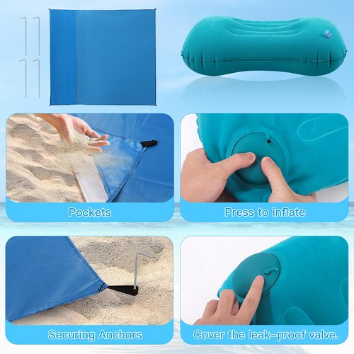 CQSYWQING Beach Blanket Waterproof Sandproof Beach Mat for 2-4 Adults Quick Drying Outdoor Picnic Mat Beach Accessories， Carry Bag – Lightweight Portable for Beach Camping, Picnic. (83in*79in)