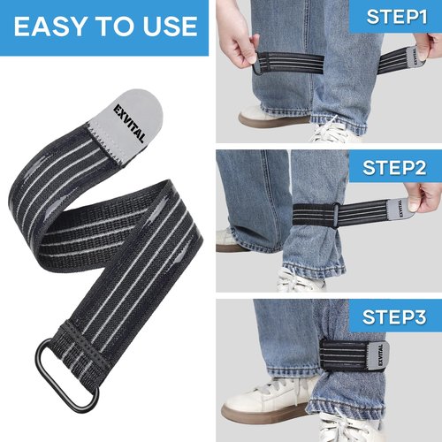 EXVITAL Cowboy Boot Straps Elastic Ankle Straps with Strenthen Hook and Loop Upgraded Military Blousing Straps Anti-Slip & Reflective Design Pant Leg Straps for Biking, Hiking, Fishing etc. 2PCS