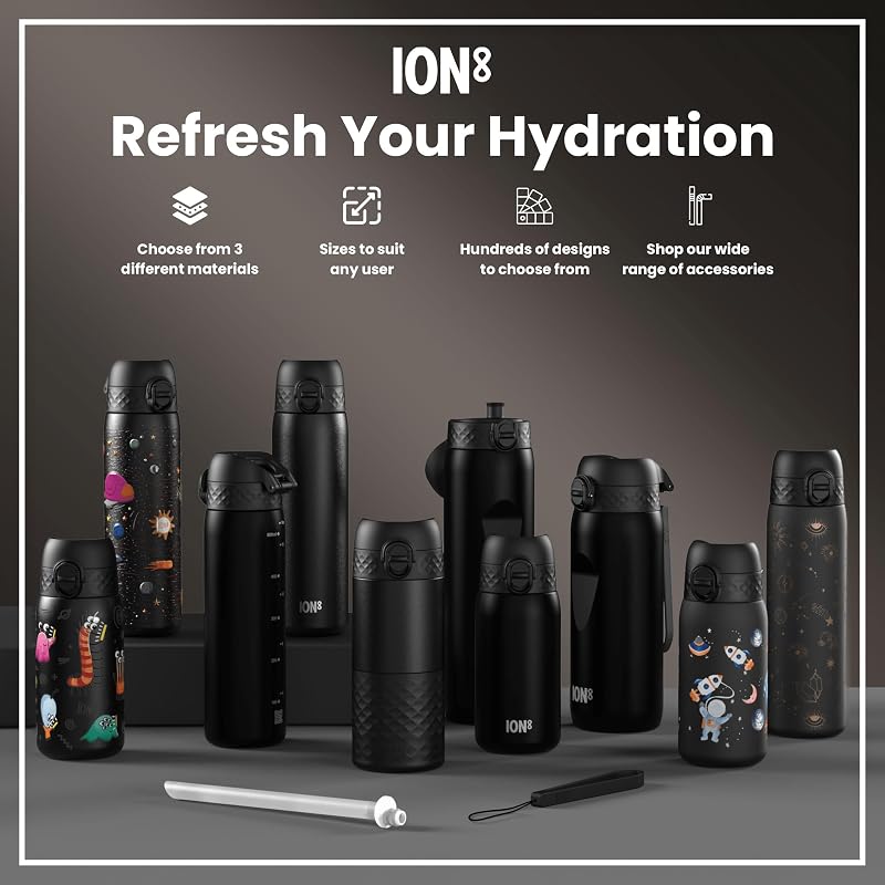 Gaming 600 ml Ion8 Stainless Steel Water Bottle - Leak Proof, Easy Open, Dishwasher Safe