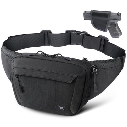 RXW Tactical Concealed Carry Fanny Pack, CCW Fanny Pack, Waist Bag for Men, Hip Bag Compact Belt Bag for Hiking, EDC Waist Pack(Adjustable Up to 60" Waist)