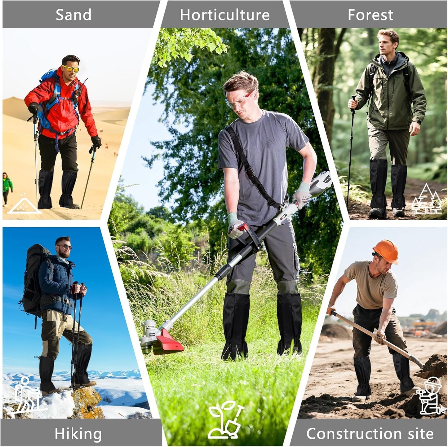 2 Pcs Lawn Care Leg Gaiters, Breathable Garden Trimming Leg Chaps, Adjustable Leg Guards for Weed Eating Leg Protectors for Men and Women Landscaping Farm Working Outdoor Hunting Hiking