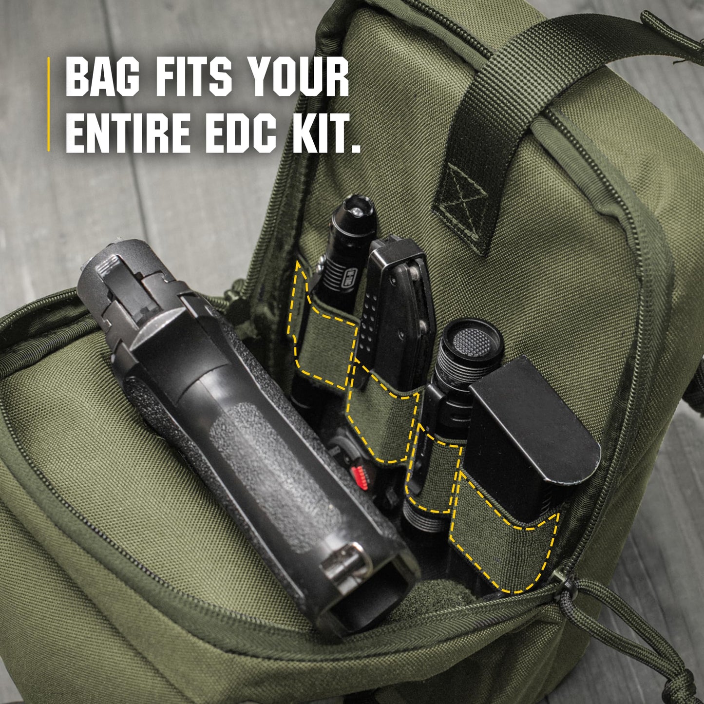 M-Tac CCW Sling Bag for Men & Women - EDC Shoulder Bag Tactical - Crossbody Concealed Carry Bag - Mens Chest Pack (Olive Loop Panel)