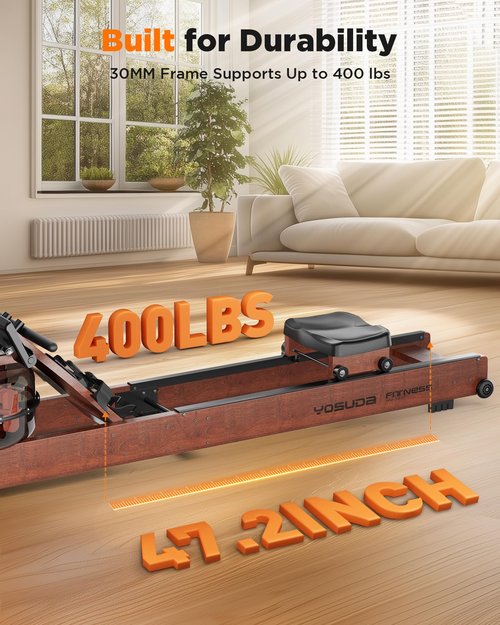 YOSUDA Water Rowing Machines for Home Use- Foldable Rower Machine 400LBS Weight Capacity with Dedicated Monitor & Bluetooth APP, Comfortable Seat