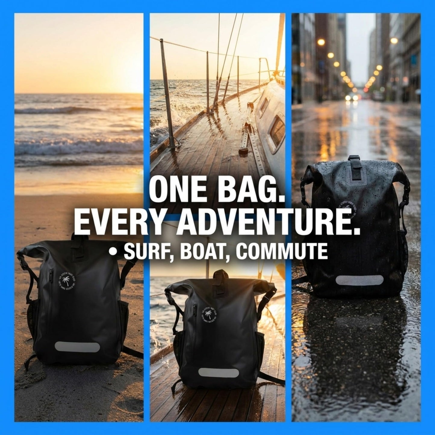 Ho Stevie! 25L Waterproof Surf Backpack - Built For Adventure - Roll Top Closure Keeps Your Gear Dry In Bag