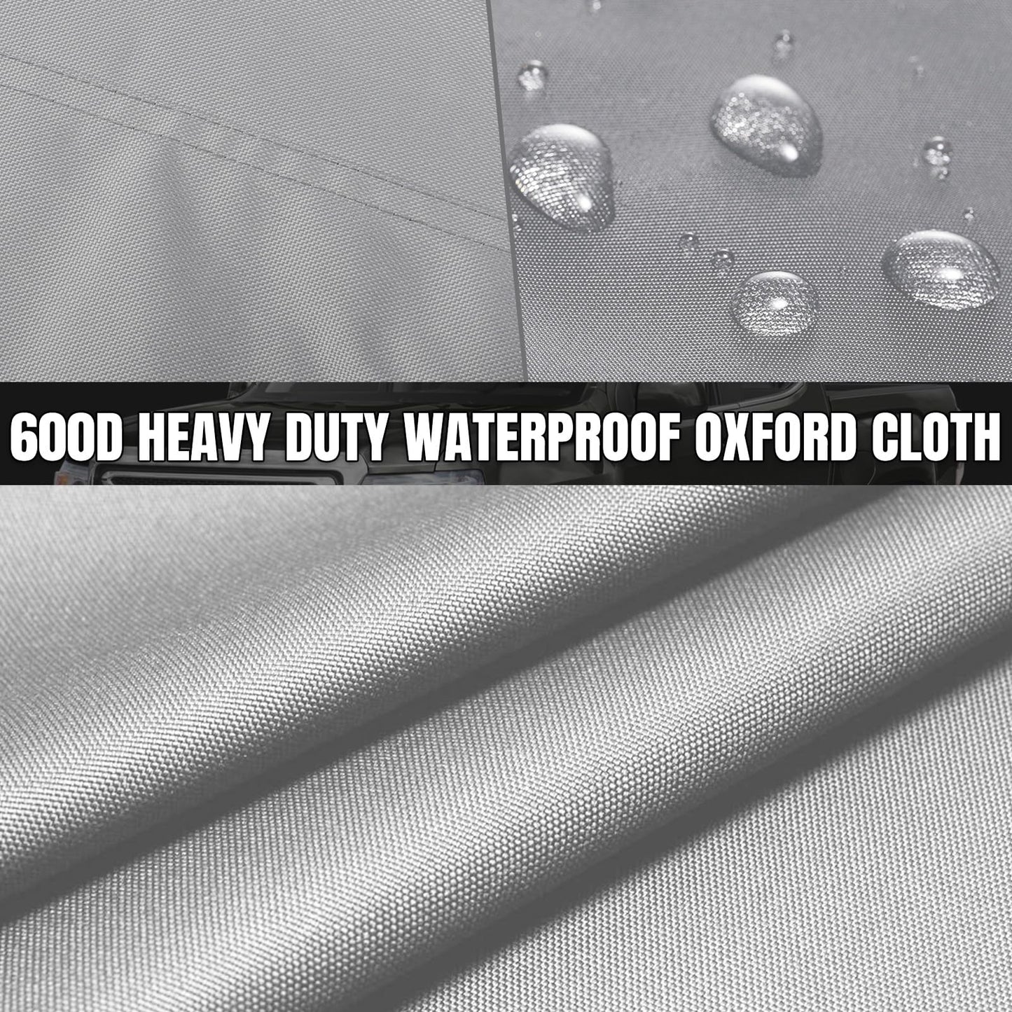 Mid-Size Truck Bed Tarp Cover Compatible with Toyota Tacoma, Ford Ranger and Nissan Frontier 5Ft-5.3Ft Short Bed, 600D Heavy Duty with 12 Elastic Cords Pickup Bed Tarp for Snow Rain Dust Protection