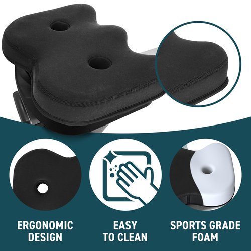 Rowing Machine Seat Cushion Compatible with Concept 2 Rower - Seat Pad for Comfort & Support - Also Fits Hydrow, Peloton & More - Rowing Accessories (Black)