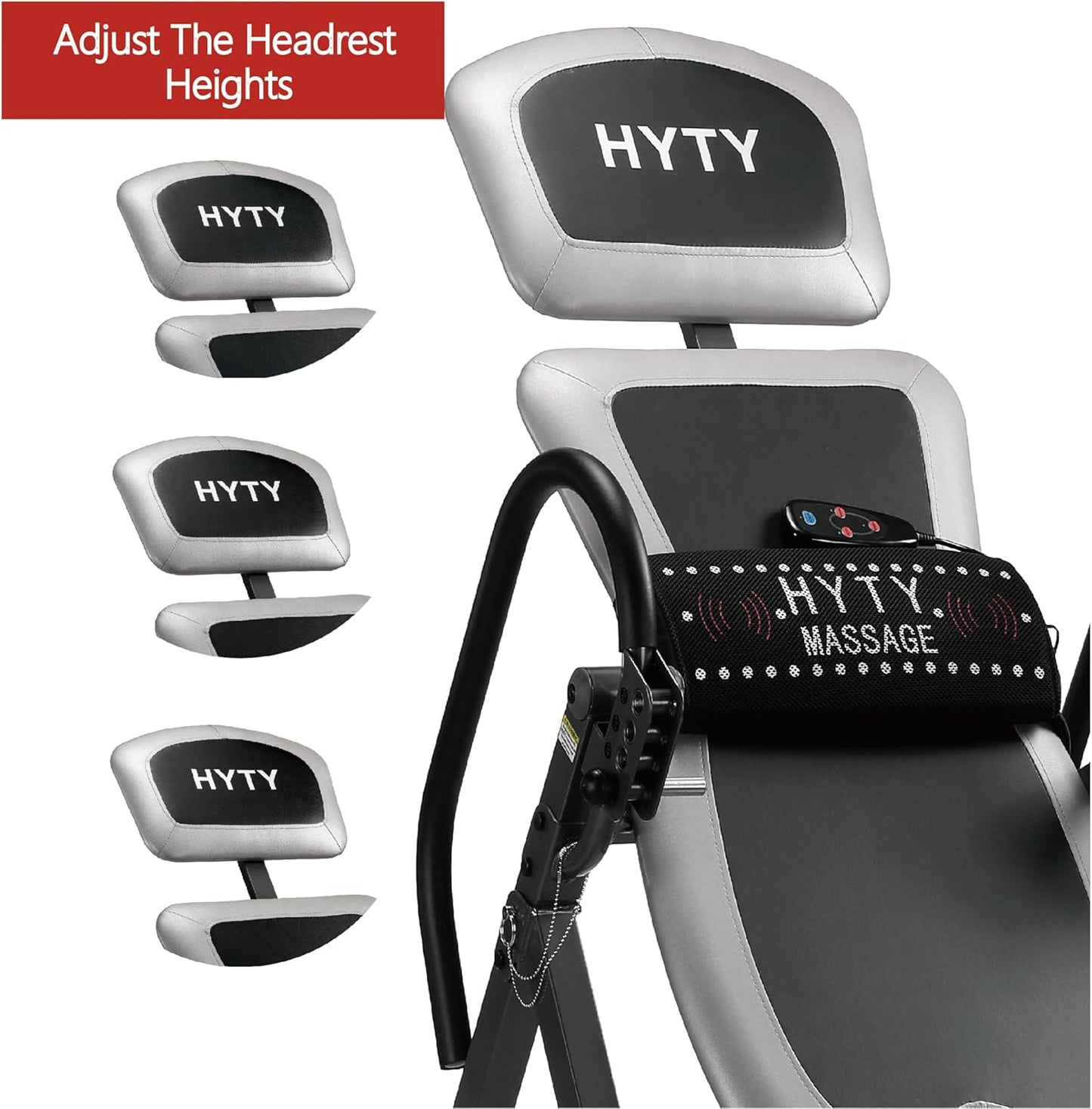 HYTY Massage Inversion Table for Back Pain Relief - Back Stretcher Machine with Adjustable Headrest, Foldable Design, Back Inverter/Strength Training, 300 Lbs Capacity