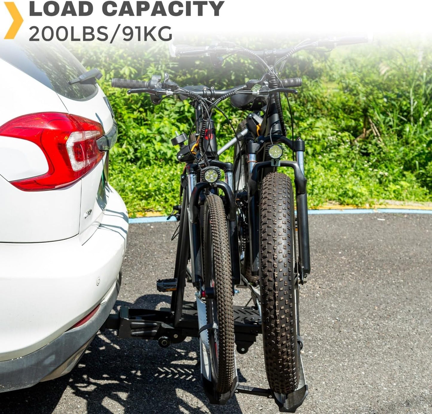 2 Bike Rack Hitch Mount, 200 lbs Electric Bicycle Carrier Rack Platform Style for Cars Trucks SUVs Minivans, fits MTB Gravel Road Bike with Up to 5-inch Fat Tire Carrier Rack - 2" Hitch Receiver