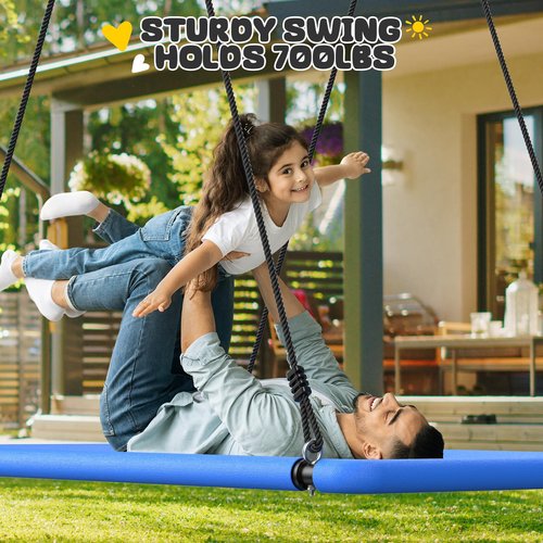 Trekassy 700lb 60" Rectangle Platform Tree Swing for Kids and Adults Waterproof 2 Hanging Straps (Blue)