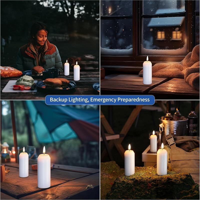 20 Pack 15H Unscented Emergency Candles with Notch-Head - White Pillar Lantern Candles (Variation: 20+Notch-head)