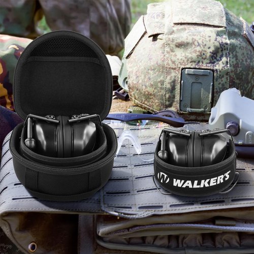 co2CREA Protective Case for Walker's ‎GWP-BTPAS/GWP-SF-PBTM Compact 25dB NRR Collapsible Hunting Shooting Passive Hearing Protection Muff w, Black Case