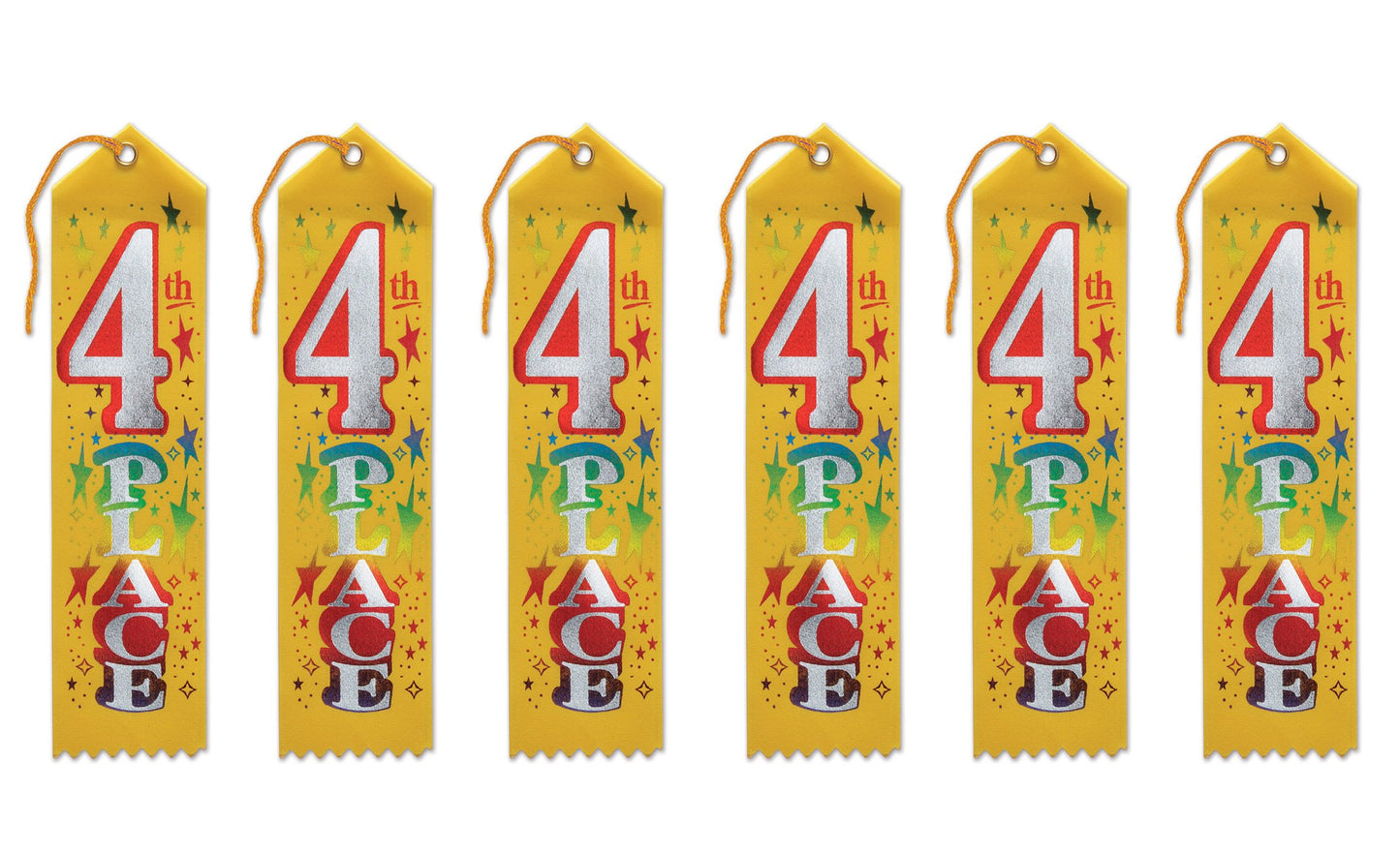 Beistle 4th Place Award Ribbons, 2 by 8-Inch, 6-Pack