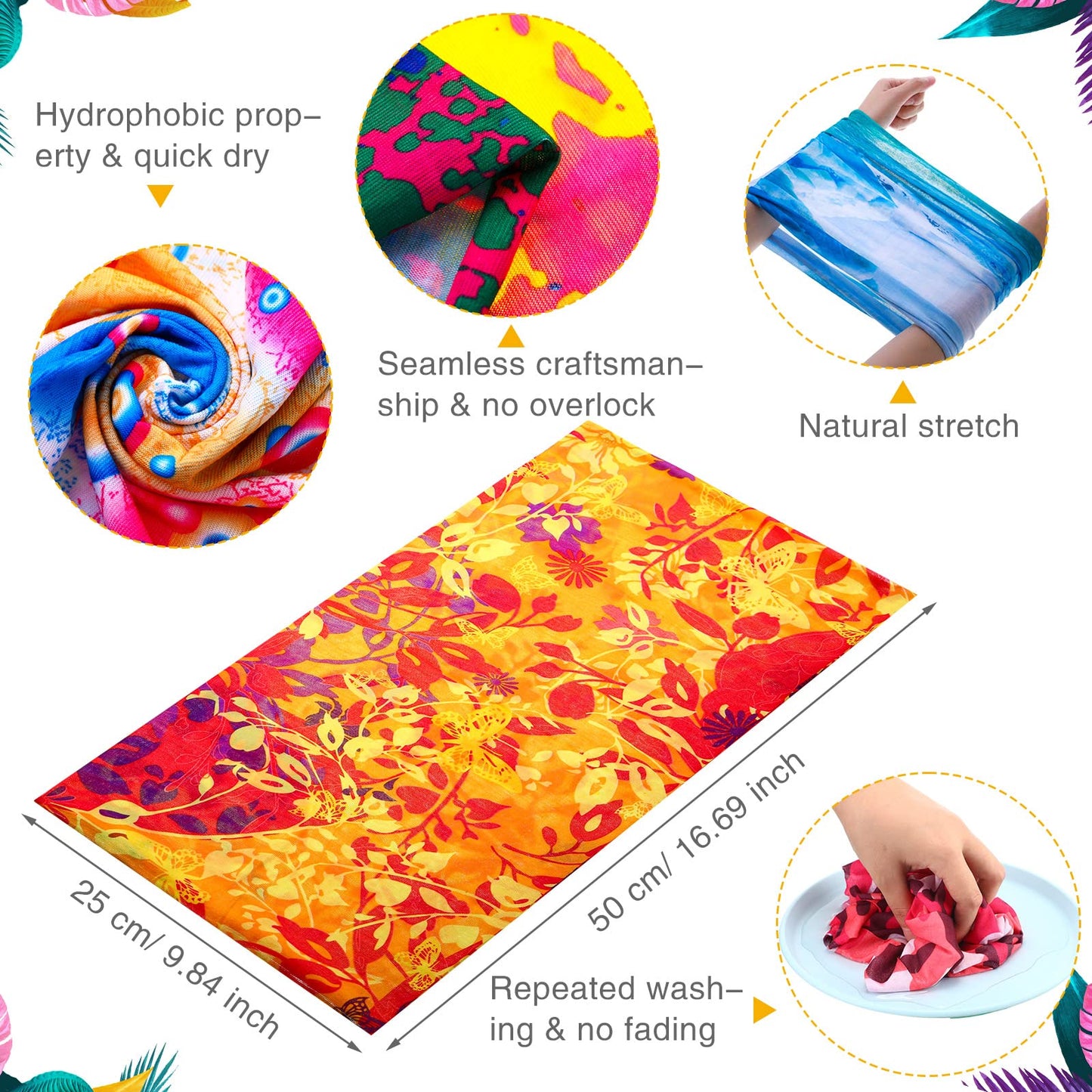 Tarpop 12/30 Pcs Neck Gaiters Scarf Elastic Wrap Headband Sweat Absorbing Bandana for Women Men Sports Yoga Running(30 Pcs,Stylish Style)