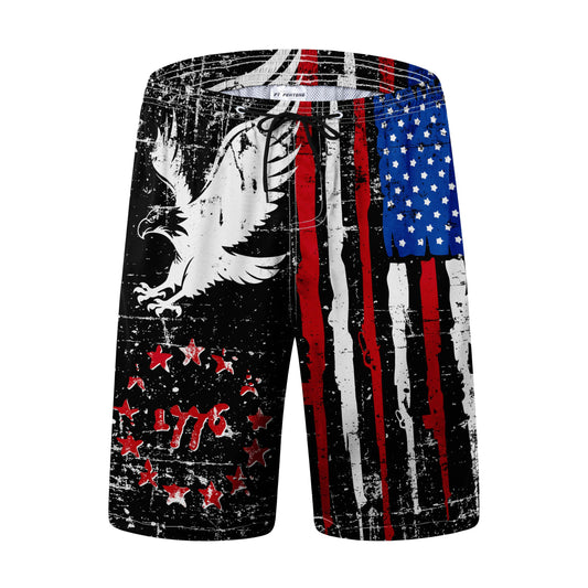 FT FENTENG Mens Swim Trunks Swimsuits, Patriotic 1776 American Flag Board Shorts Men's Swimwear Bathing Suit with Mesh Lining, Funny Hawaii Quick Dry Beach Shorts for Mens Swimming Trunks, Large
