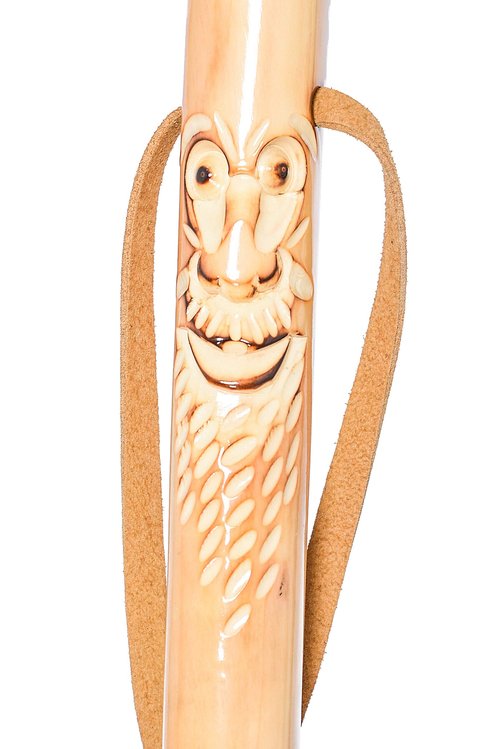 FOREST PILOT Root Head Wooden Walking Stick with Old Man Face Carving(Nature Color, 55 Inches, 1 Piece