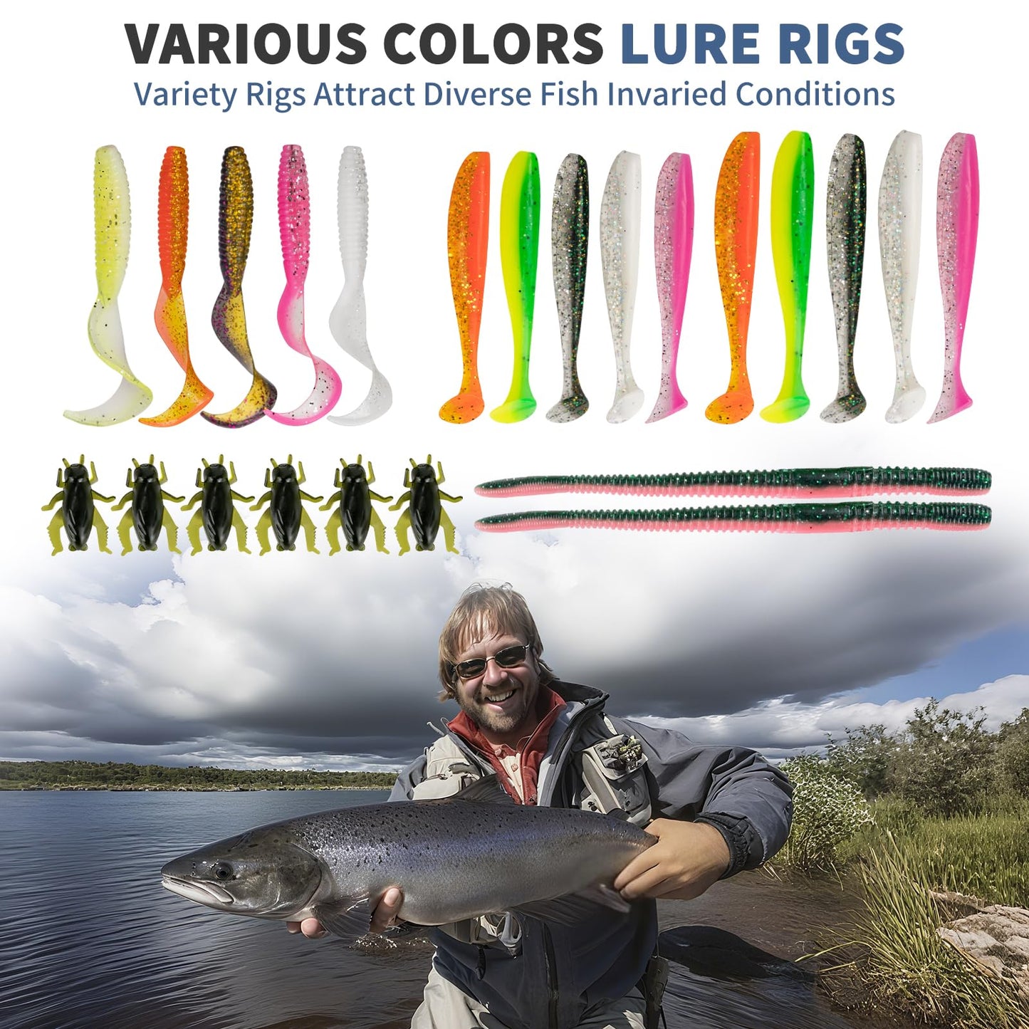 WITOROR Fishing Lures, 148Pcs Tackle Box with Tackle Included, Crankbaits, Spoon, Hooks, Weights & Other Accessories, Fishing Bait Lure Gear Kit Gifts for Men Bass Freshwater