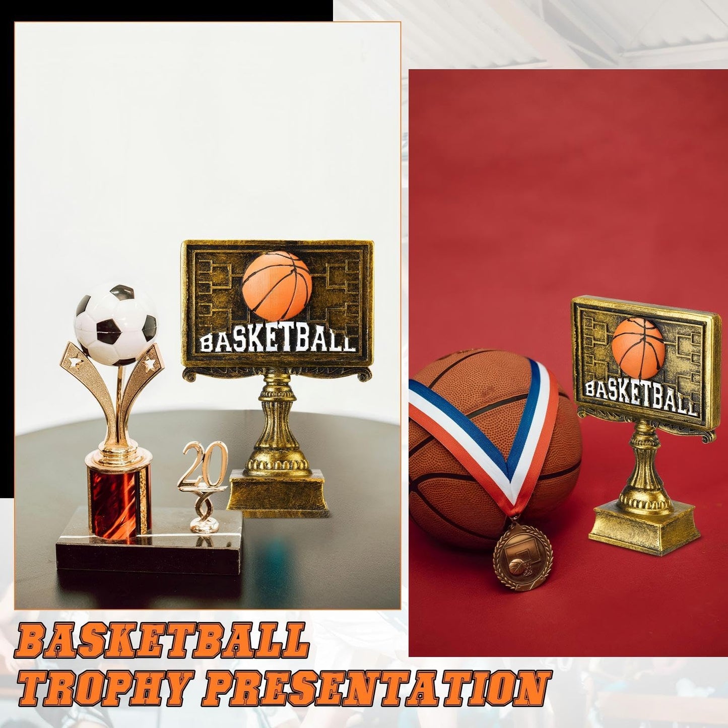Wiwiqing 1 Pack March Basketball Bracket Trophy Basketball Winner Award for Madness Challenge Tournament Funny Recognition Trophy Appreciation Gift for Champion Winner Friends Prizes (Gold)