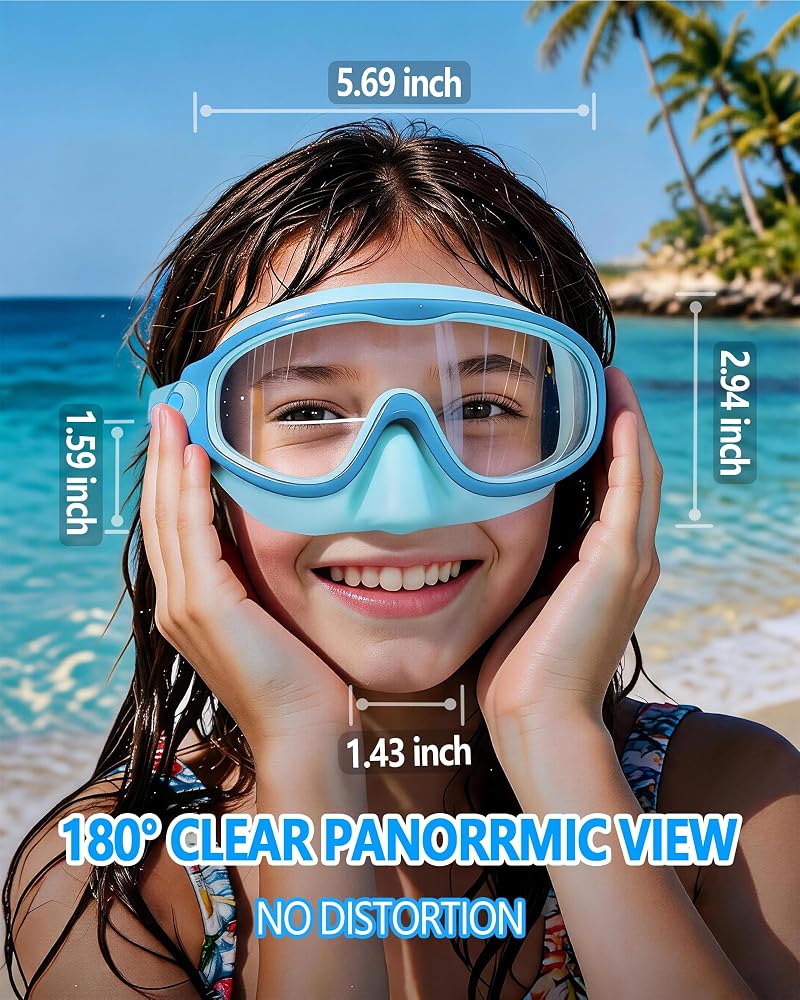 Kids Swim Goggles 2 Pack - Soft Silicone Anti-Fog UV Protection, Blue/Green & Black