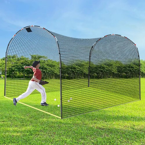 Sharellon 13×10×8FT Baseball Softball Batting Cage, Black Portable Batting Cages for Backyard Outdoor Pitching Practice Net，Baseball Batting Practice Net, Indoor Training Cage with Ground Frame
