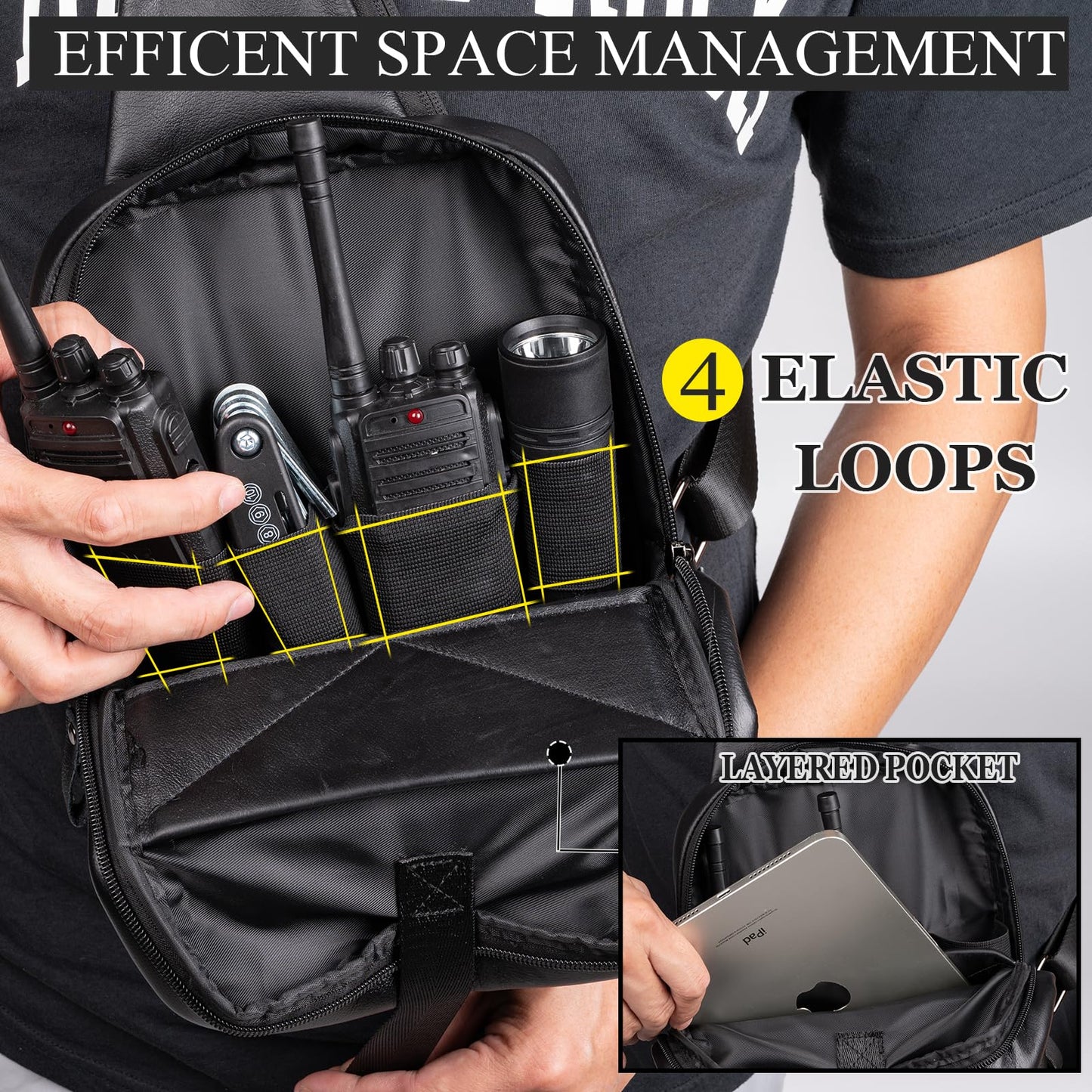 Ariscobull Tactical Sling Bag for Men - Concealed Carry Bag for Men - Small Tactical Backpack - Mens Fanny Pack Crossbody - Mini Backpack (Black)