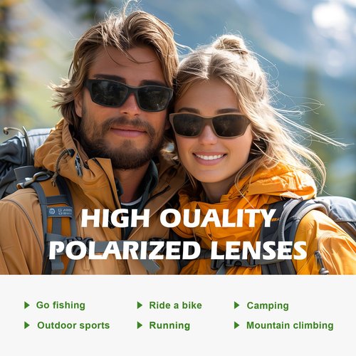 Fanshen Polarized Sunglasses for Men Women, Wrap Around Sunglasses for Mens Womens Cycling Fishing Running UV Protection (Black)