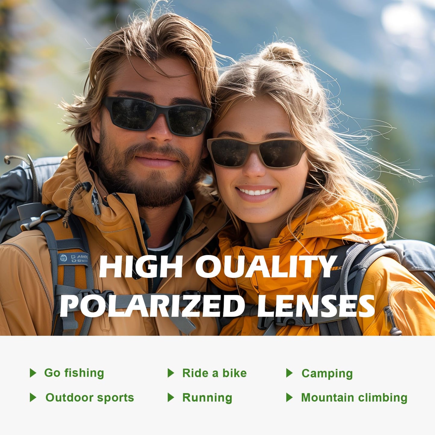 Fanshen Polarized Sunglasses Men Women, Wrap Around Mens Sunglasses for Mens Womens Cycling Running UV Protection (Matte Brown/Brown)