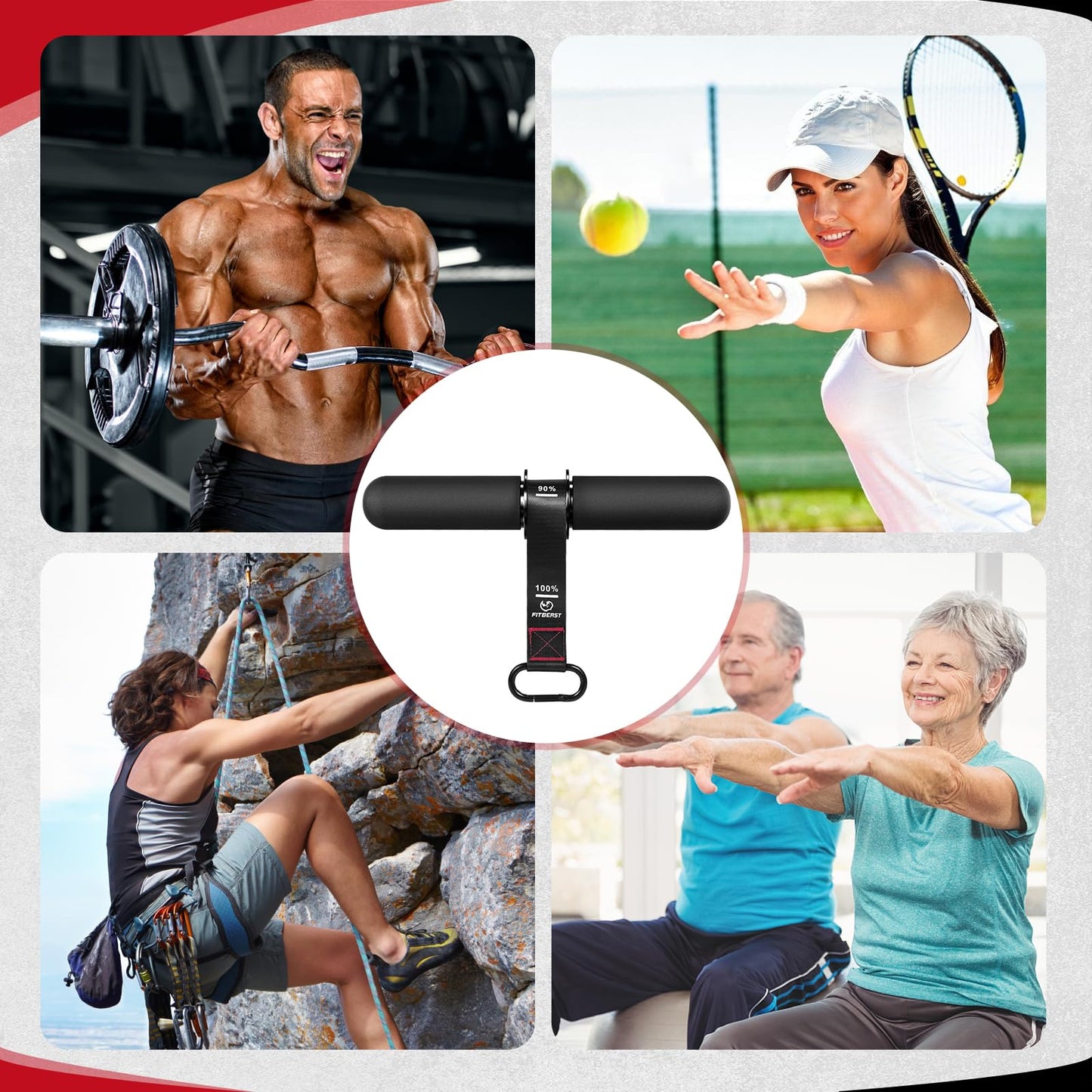 FitBeast Forearm Strengthener & Exerciser, Wrist Roller with Thicker Handle, Trainer with Adjustable Strap - Ideal for Grip Strength, Muscle Building, Rehabilitation (Black)