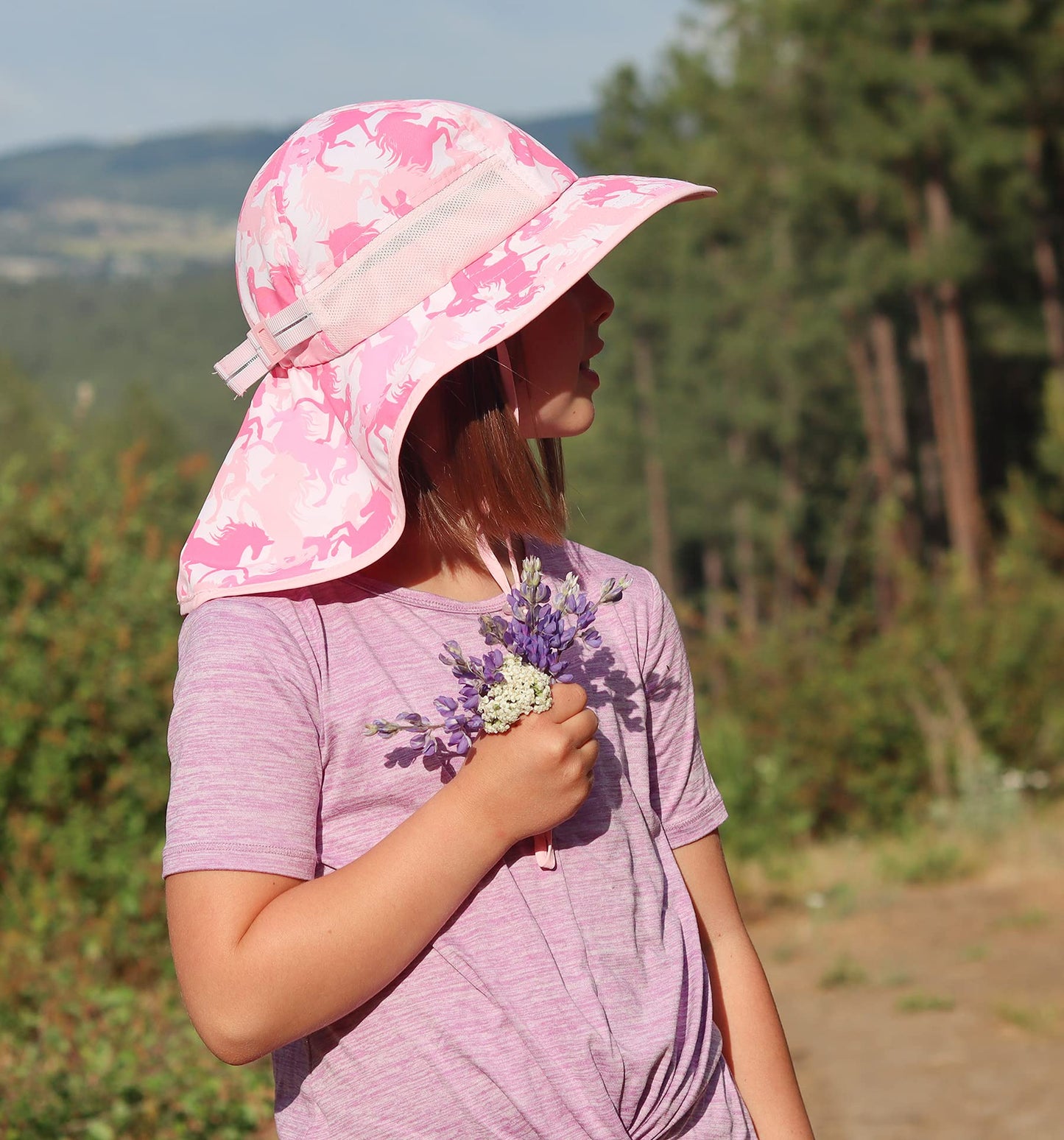 icolor Kids Hats Toddlers Sun Hat UPF50+ Breathable Bucket Summer Outdoor Beach Play UV Sun Protection Pinkhorse Cap for Girl Ages 3~10
