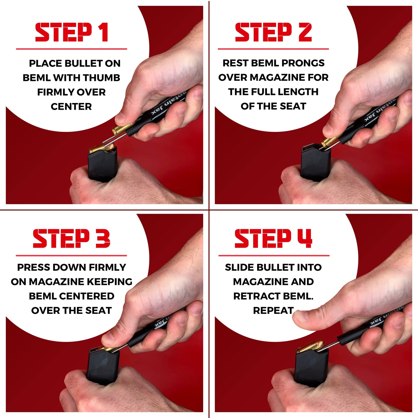 The BEML Fastest and Easiest Way to Load a Magazine, Fits All Calibers - Universal Magazine Loader (2 Pack)