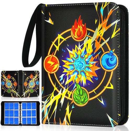 Card Binder for Cards, 9-Pocket Trading Card Binder with 50 Removable Sleeves Fits 900 Cards, Great Creative Design Card Collection Binder Album Gift for Boys Girls Aged 4 to 16 (900 Pockets)