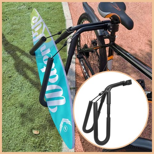 Surfboard Bike Rack, Adjustable Bike Surfboard Carrier Bracket, Fits Boards Up to 8 FT, Compatible with Short Boards, Boogie Boards, Snowboards