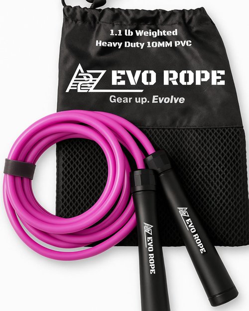 EVO Rope - Weighted Jump Rope for Men & Women ??Adjustable Heavy Skipping Rope with Ergonomic Anti-Slip Handles ??Tangle-Free Ball Bearings ??Ideal for HIIT, CrossFit, Boxing, MMA, Muay Thai, Cardio, Home Gym, & Full-Body Fitness