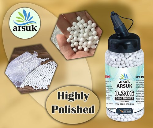 Arsuk 6mm Airsoft BBS 0.20g – White - 2000 Count - Seamless 6mm Plastic Pellets for Precision Target Practice & Tactical Shooting BBS for BB Guns, Airsoft Pistols & Rifles