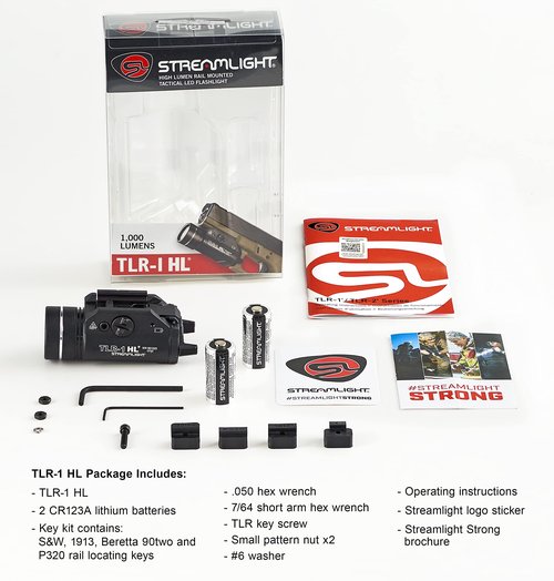 Streamlight 69260 TLR-1 HL 1000-Lumen 20000 Candela Rail-Mounted Tactical Weapon Light with Specific Compatibility Rail Locating Keys, Black