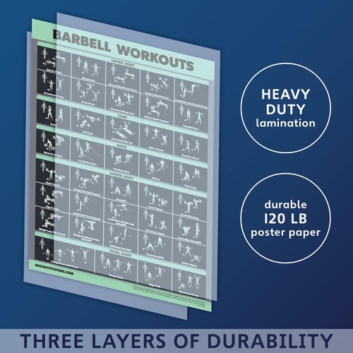 Palace Learning 2 Pack Dumbbell Workouts and Barbell Exercise Poster Set - Laminated 2 Chart Set - Dumbbell Exercise Routine & Barbell Workouts [DARK] (LAMINATED, 18” x 24”)