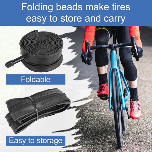 RUTU 2 Pack 27x1 1/4 Road Bike Tires and 27" Bike Tubes - Schrader Valve with 2 Rim Strips,Tire Levers - Fit for 27x1.25 27 x 1 1/4 Bike Bicycle Tires and Tubes