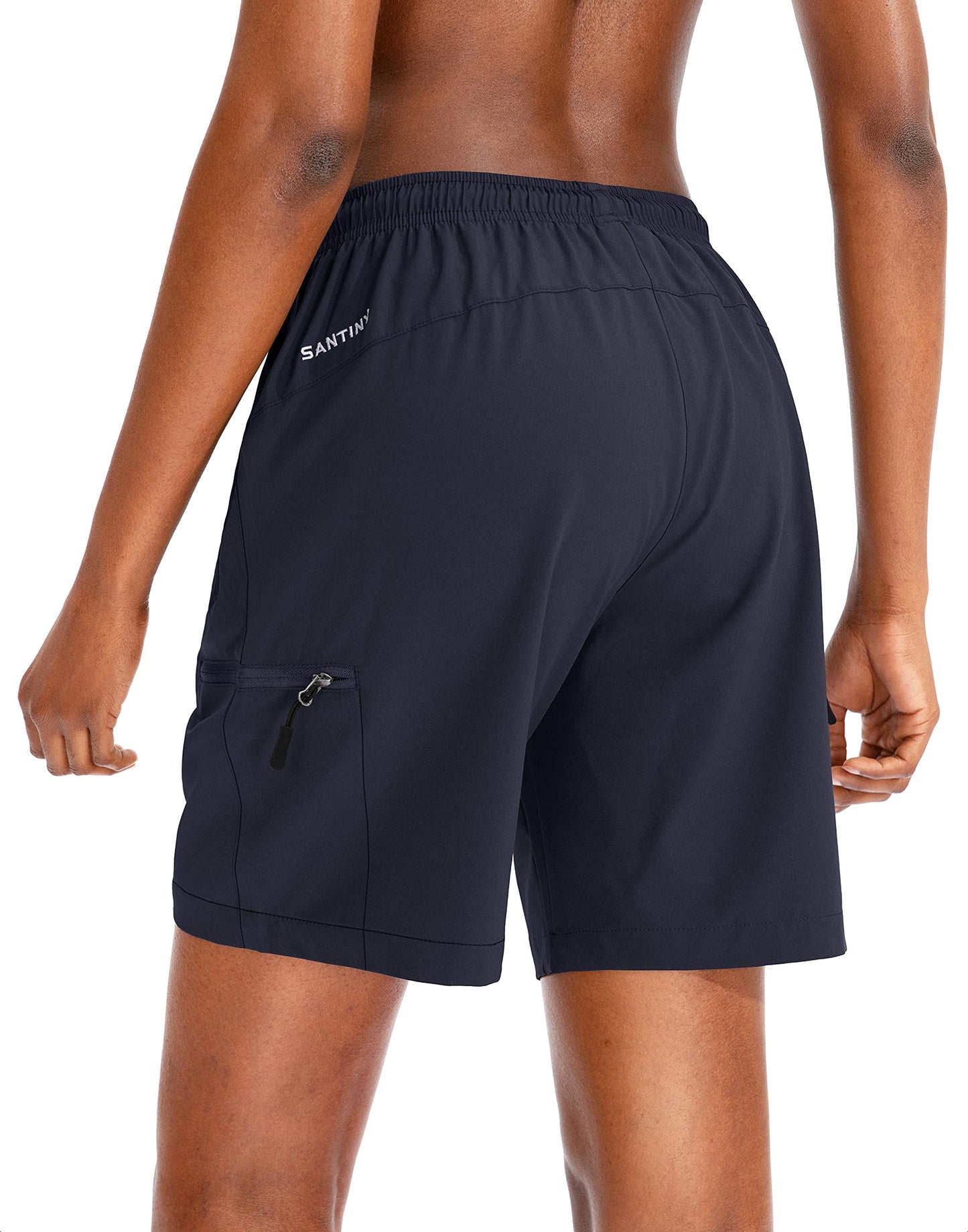 SANTINY Women's 5''/ 7''/9'' Hiking Cargo Shorts Quick Dry Lightweight Summer Shorts for Women Athletic Golf Zipper Pockets(Navy_XXL)