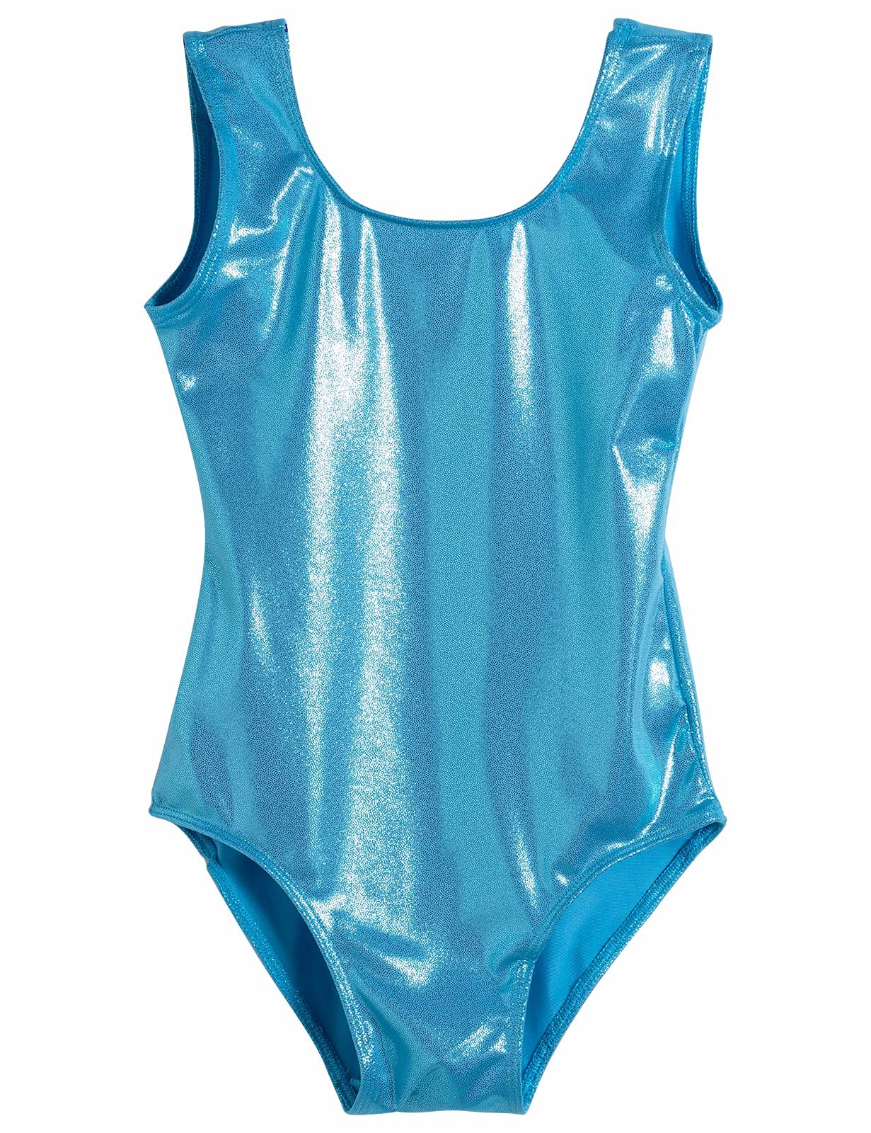 Domusgo Gymnastics Leotards for Girls 6-7 Years Old Blue Sparkly One Piece Tumbling Outfits