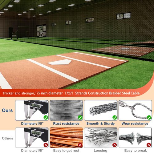 TUBAGOU 304 Stainless Steel Batting Cage Cable Kit ??Batting Cage Netting Wire Tension Kit for Baseball Softball DIY Net Hanging Kit Indoor and Outdoor Backyard Design