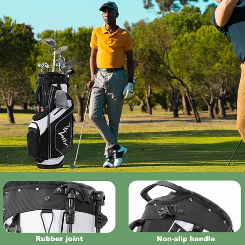 14-Way Golf Stand Bag,Premium Lightweight Golf Bag with Full-Length Dividers, Interchangeable PE-Padded Straps & Stabilizing Kickstand - Plush-Lined Top with Waterproof Cover