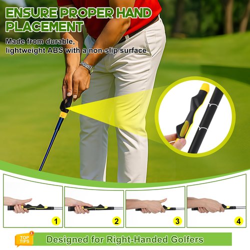 Golf Grip Trainer & Connection Band, Club Grip Trainer Aid Attachment and Swing Correcting Arm Band Kit for Right Handed Men Women Golfer Beginner Fix and Elbow Position(Yellow)