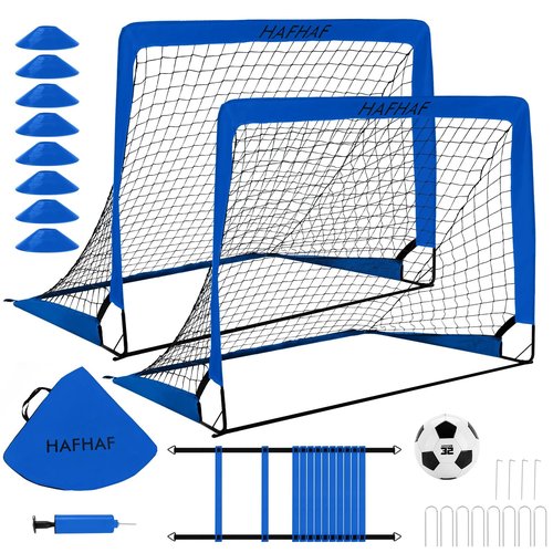 HAFHAF Soccer Goals, 4x3 ft Portable Kid Soccer Goals for Backyard with Ball, Ladder, and Cones Pop Up Soccer Net Soccer Set for Kids Age Youth and Toddler Games, Sports Outdoor Indoor