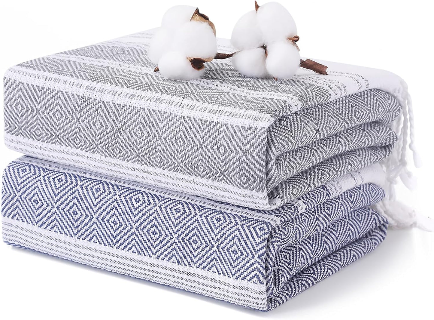 2 Packs Turkish Beach Towels Quick Dry Sand Free Oversized Bath Pool Swim Towel Extra Large XL Big Blanket Adult Travel Essentials Cruise Accessories Must Haves Clearance Vacation Stuff