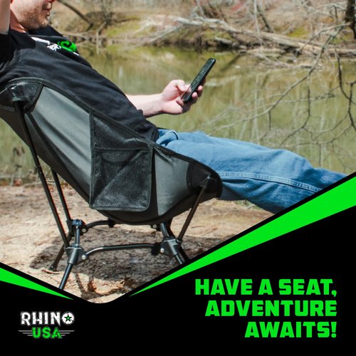 Rhino USA Portable Camping Chair (400lbs Capacity) - Collapsible Compact Lightweight Camp Chair for Backpacking, Hiking & Fishing - Small Foldable and Portable Camping Chairs for Adults and Kids