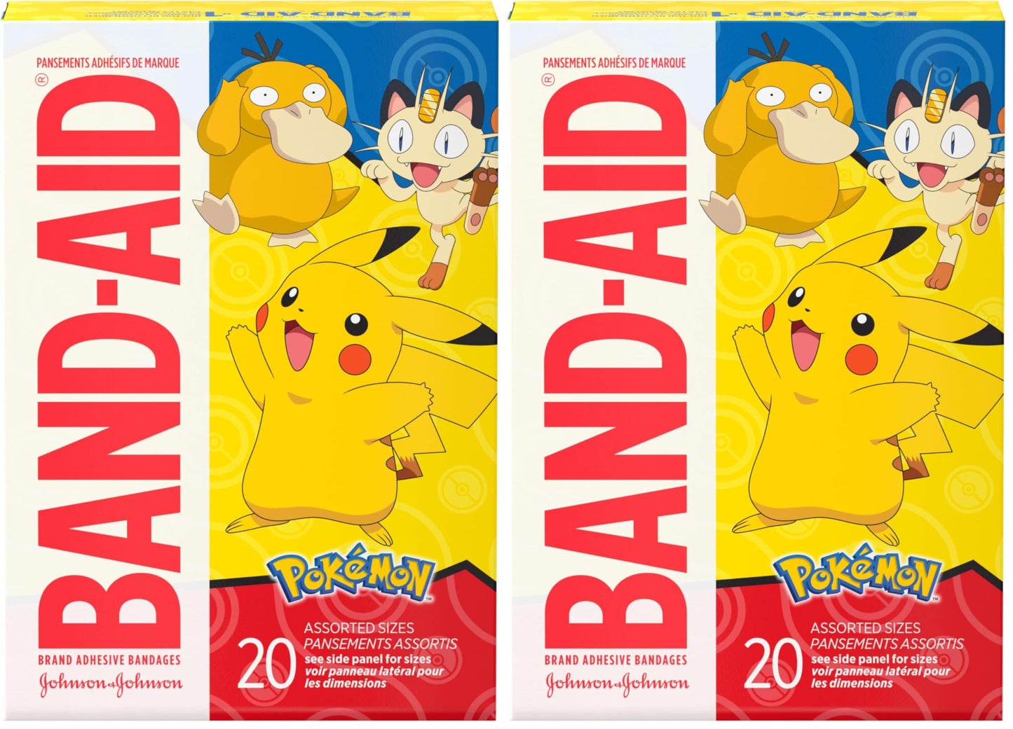 Band-Aid Adhesive Bandages, 20 ct, Pack of 2 | Pokémon Characters | for Kids | Assorted Sizes
