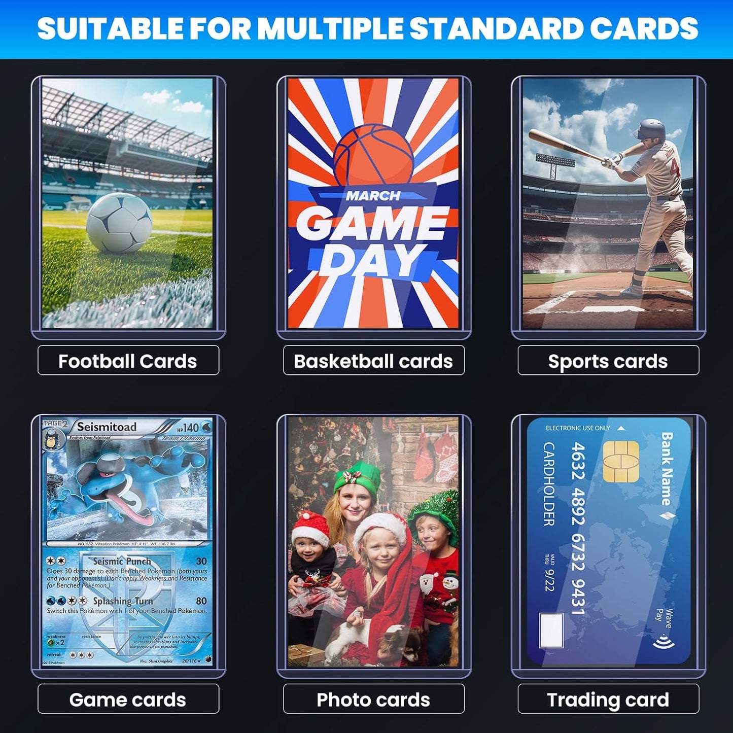 200 Card Sleeves Top Loaders for Cards, 3" x 4" Hard Plastic Toploaders, Baseball Card Protectors, Trading Card Holder for Football Sports Cards (100 Toploaders + 100 Penny Sleeves)